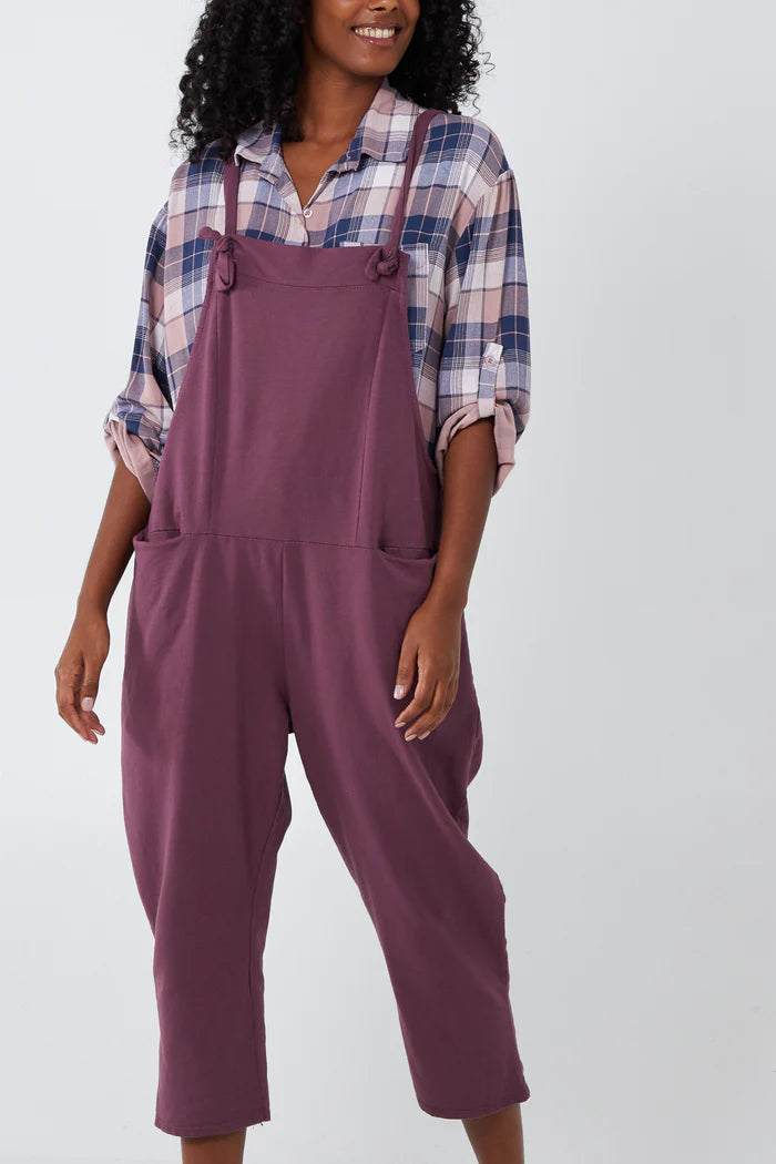 AUBERGINE DUNGAREES ONE SIZE 10-18
