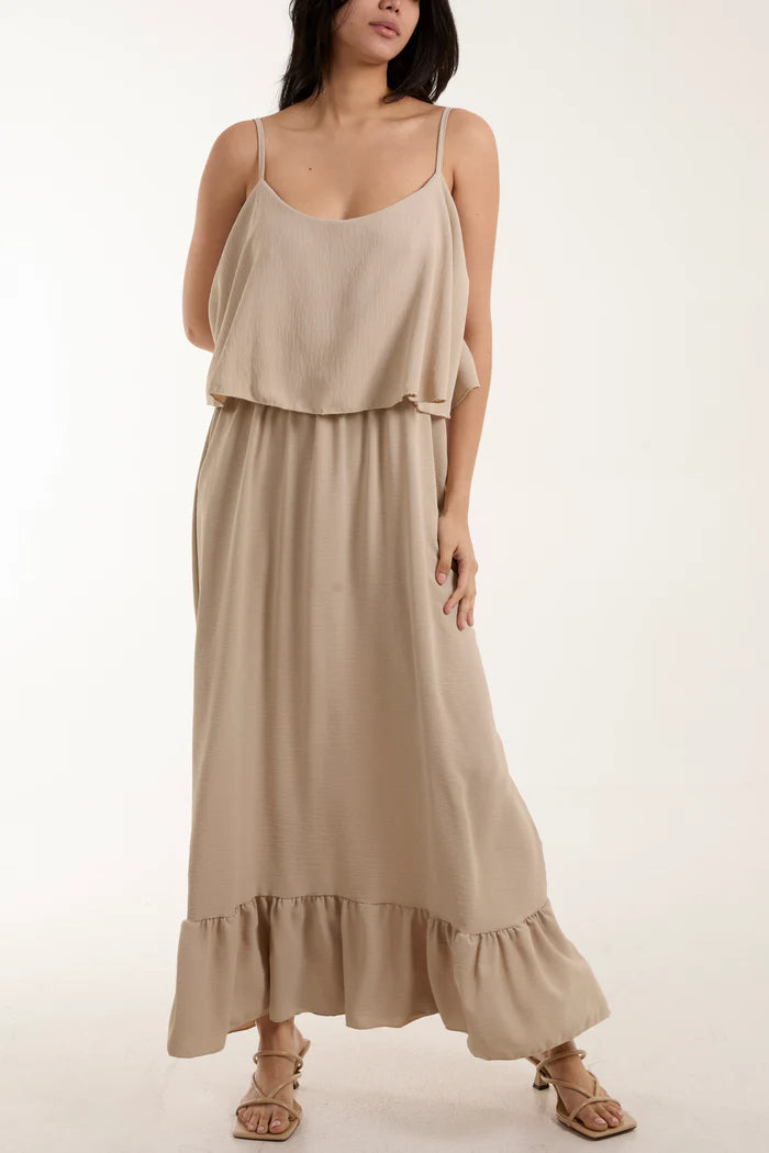STONE DOUBLE LAYER CAMI MAXI DRESS ONE SIZE 10-18