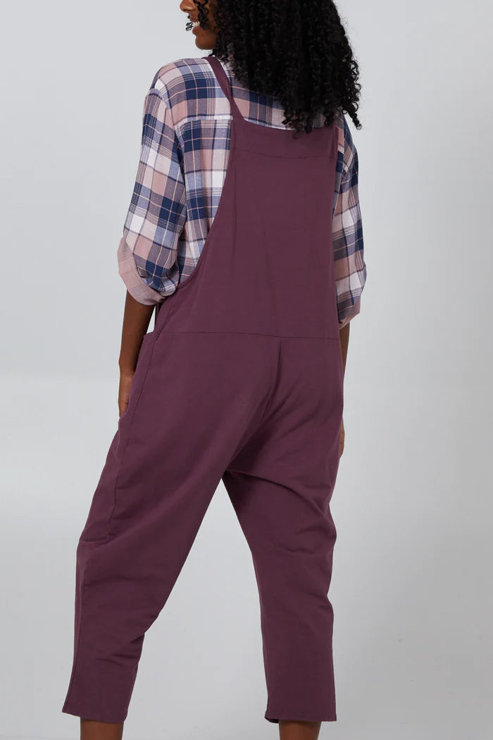 AUBERGINE DUNGAREES ONE SIZE 10-18