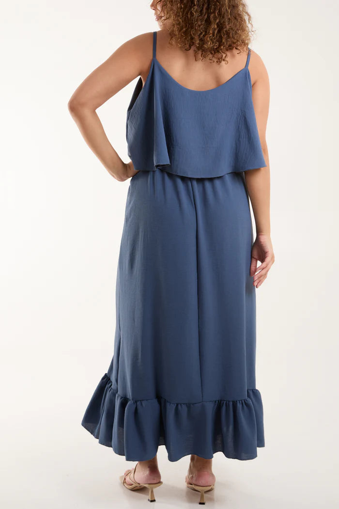 BLUE DOUBLE LAYER CAMI MAXI DRESS ONE SIZE 10-18