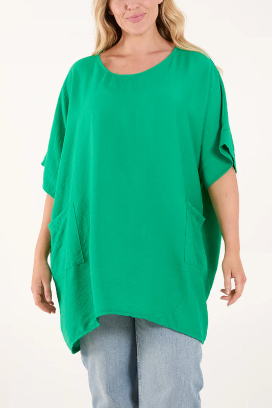 GREEN POCKETS BLOUSE ONE SIZE 12-22