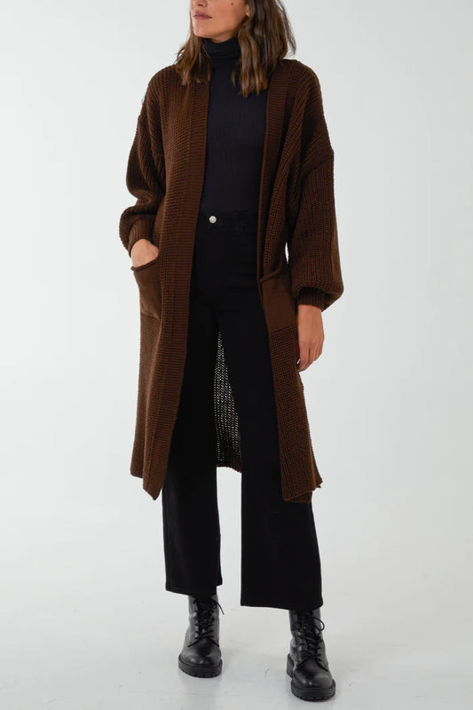 BROWN CARDIGAN ONE SIZE 10-20