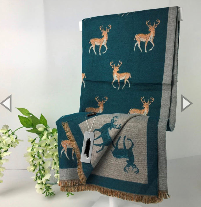 TEAL WARM STAG SCARF