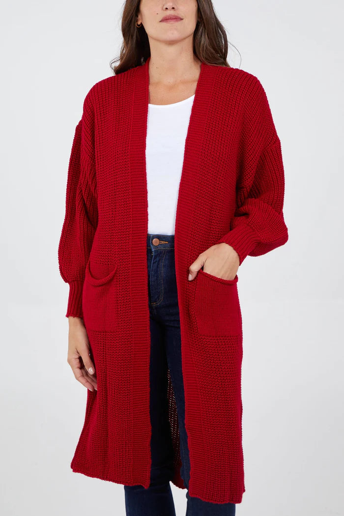 RED CARDIGAN ONE SIZE 10-20