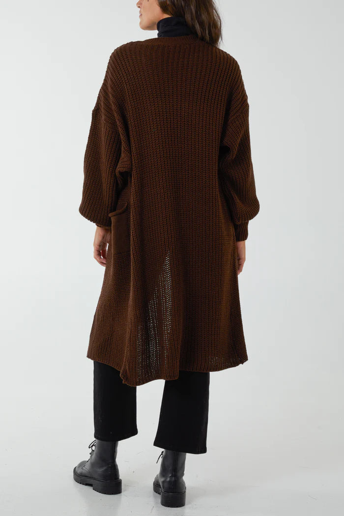 BROWN CARDIGAN ONE SIZE 10-20